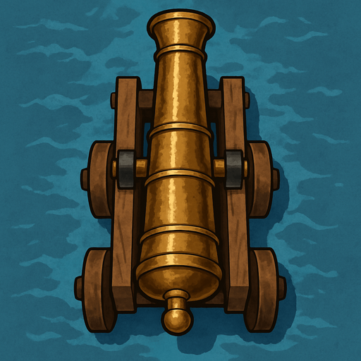 17. century bronze cannon for seaside only naked shooting cannon topdownlook medieval-semirealistic,..
In-Game asset.  2d.  High contrast.  No shadows