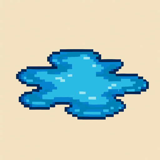 pixel art 2D puddle.
In-Game asset.  2d.  High contrast.  No shadows