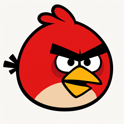 Angry Birds red little bird Red.
In-Game asset.  2d.  High contrast.  No shadows