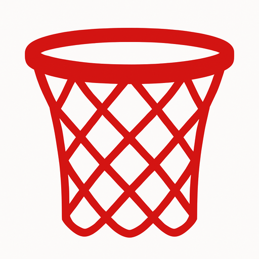 Make me a 2d basketball hoop net in red color. In-Game asset. 2d. High contrast. No shadows.
In-Game asset.  2d.  High contrast.  No shadows