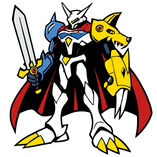 Omegamon.
In-Game asset.  2d.  High contrast.  No shadows