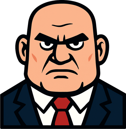 Boss Man head.
In-Game asset.  2d.  High contrast.  No shadows
