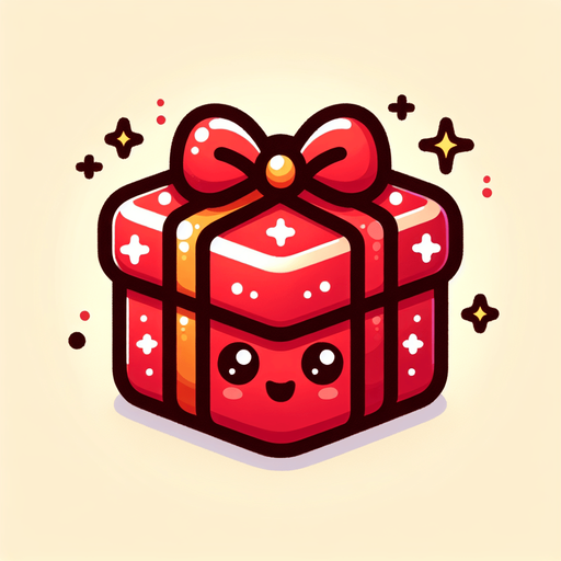Perfectly square red Christmas decoration. Cartoon. Cute art style