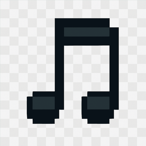 Onaltılık nota 2d pixel art.
In-Game asset.  2d.  High contrast.  No shadows