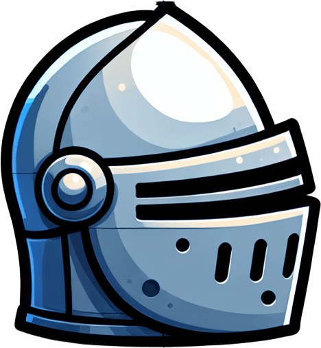 A knights helmet. Side view. Cartoon..
Single Game Texture.  In-Game asset.  2d.  Blank background.  High contrast.  No shadows