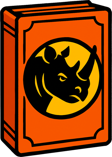Orange card packet with a Rhino in the center.
In-Game asset.  2d.  High contrast.  No shadows