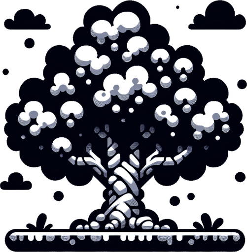 Tree, indie style, low resolution.
Single Game Texture. In-Game asset. 2d. Blank background. High contrast.