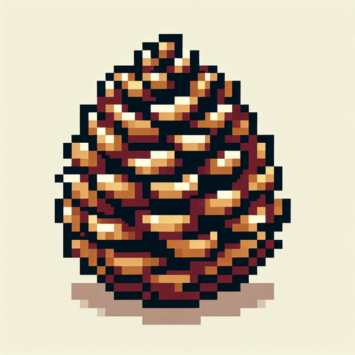 A pine cone. Pixelart. Single Game Texture. In-Game asset. 2d. Blank background. High contrast. No shadows.