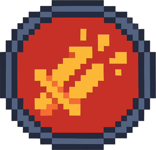 pixel art circle damage button with symbols and no letters.
In-Game asset.  2d.  High contrast.  No shadows