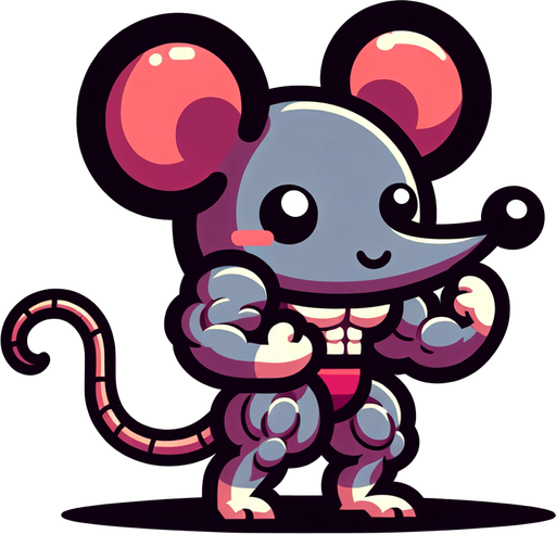 evil little mouse with strong legs, cartoon Single Game Texture. In-Game asset. 2d. Blank background. High contrast. No shadows.