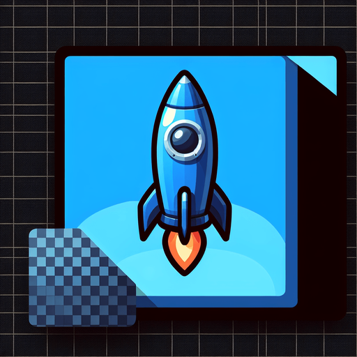 Blue rocet.
Single Game Texture.  In-Game asset.  2d.  Blank background.  High contrast.  No shadows