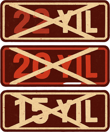 "22 Yıl" bordo renk
"20 Yıl" kırmızı renk
"15 Yıl" beyaz renk 
şeklinde bir görsel oluştur , üstü X şeklinde olsun . retro temada olsun !.
In-Game asset.  2d.  High contrast.  No shadows. 2