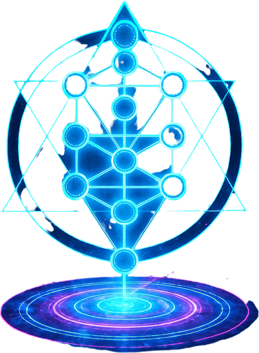 Magical spell effect 3d cyberpunk hologram sacred geometry diagram tree of life