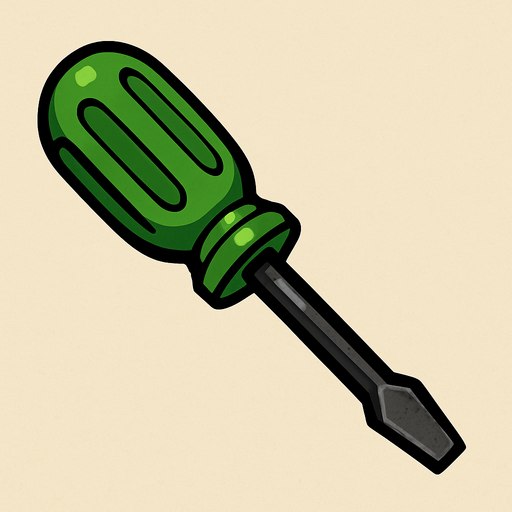green Screw driver.
In-Game asset.  2d.  High contrast.  No shadows