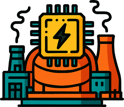 chip de energia gigante es el nucleo de una central electrica.
In-Game asset.  2d.  High contrast.  No shadows