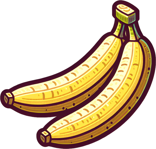 A couple of bananas.
Single Game Texture. In-Game asset. 2d. Blank background. High contrast. No shadows.