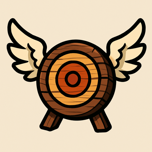 wooden target with wings.
In-Game asset.  2d.  High contrast.  No shadows