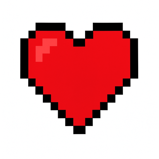 Pixel kalp.
In-Game asset.  2d.  High contrast.  No shadows