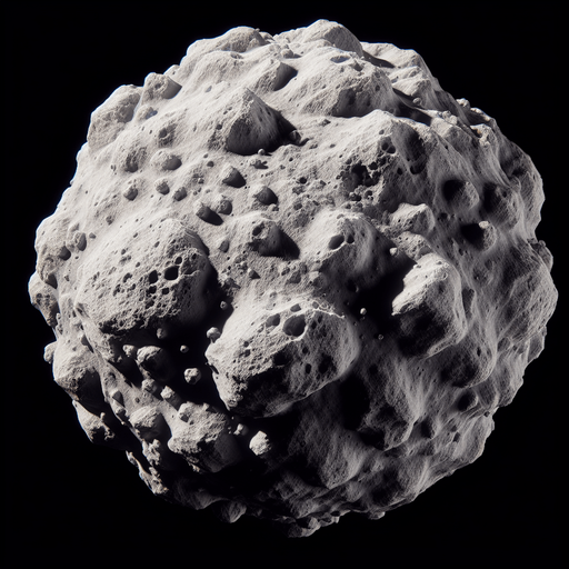 A Asteroiden.
Single Game Texture.  In-Game asset.  2d.  Blank background.  High contrast.  No shadows