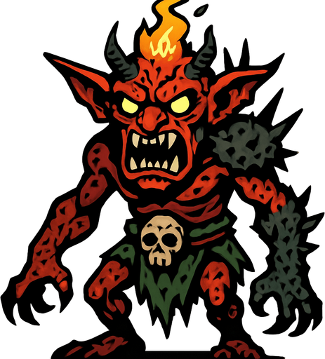 kıyamet canavarı goblin.
In-Game asset.  2d.  High contrast.  No shadows