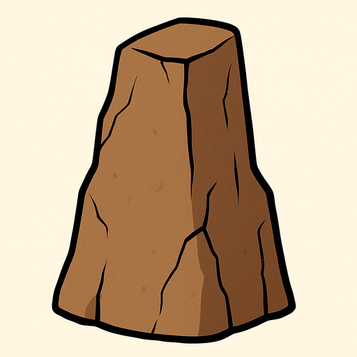 tall rock, brown, very solid, really thick black outline