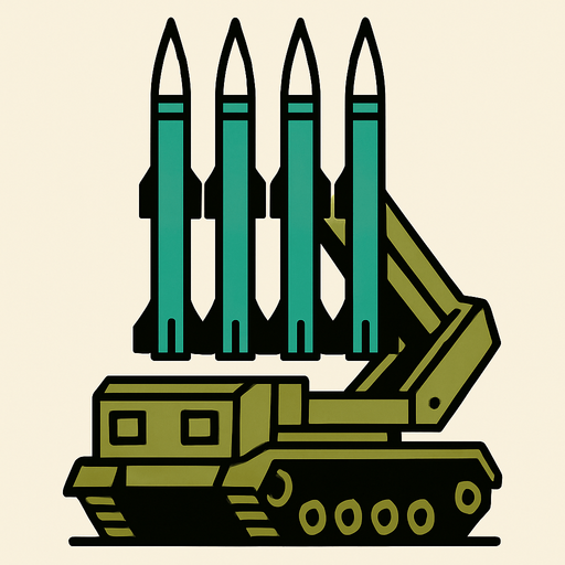 fixed anti-aircraft air defense system, rocket launcher, missiles vertically
In-Game asset.  2d.  High contrast.  No shadows