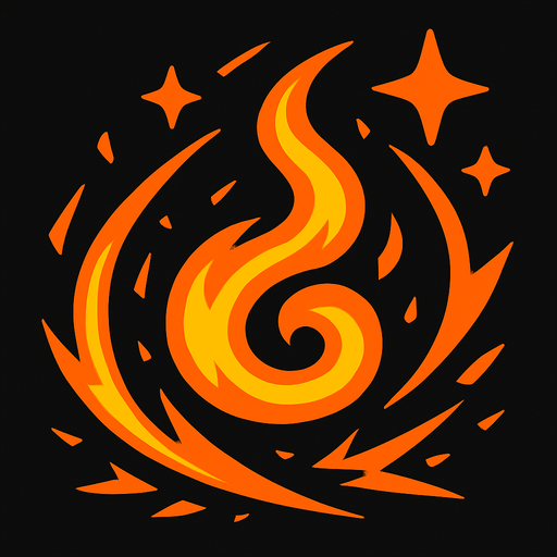 an orange magic.
In-Game asset.  2d.  High contrast.  No shadows