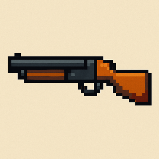 shotgun pixel and look left side.
In-Game asset.  2d.  High contrast.  No shadows