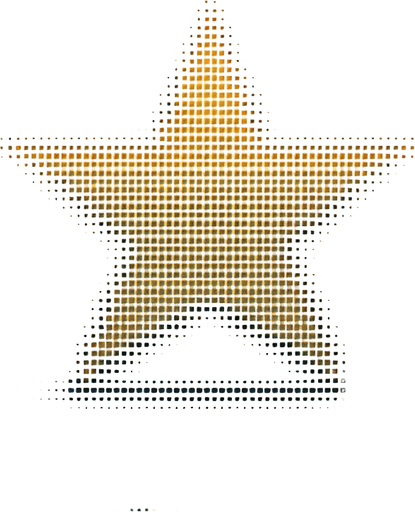 Golden star. Dot picture. Single Game Texture. In-Game asset. 2d. Blank background. High contrast. No shadows.