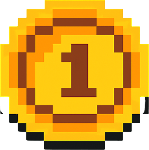 Haz una moneda 2d pero un pixel.
In-Game asset.  2d.  High contrast.  No shadows