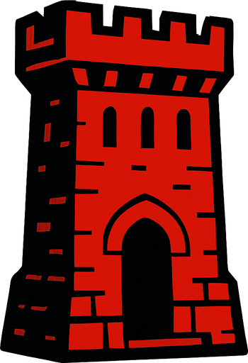 Red tower.
In-Game asset.  2d.  High contrast.  No shadows