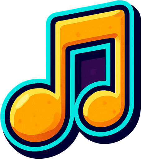 nota musical.
In-Game asset.  2d.  High contrast.  No shadows