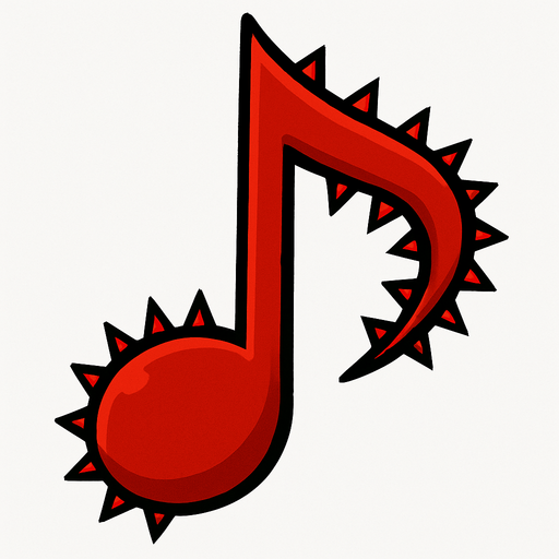 Red Spike "Music Note" shape.
In-Game asset.  2d.  High contrast.  No shadows