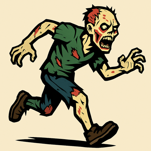 Light-skin runner zombie.
In-Game asset.  2d.  High contrast.  No shadows