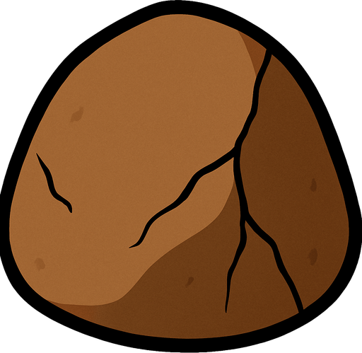 smaller rock, more rounded, really thick black outline, same brown color