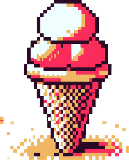 8bit. cartoon. icecream.
Single Game Texture. In-Game asset. 2d. Blank background. High contrast. No shadows.