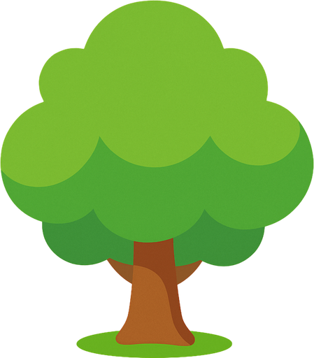 a single simple kawaii tree without outlines and no face, for a non-distracting game background.
In-Game asset.  2d.  High contrast.  No shadows