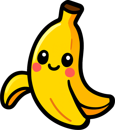 Banana cute.
In-Game asset.  2d.  High contrast.  No shadows