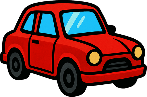 Red car.
In-Game asset.  2d.  High contrast.  No shadows