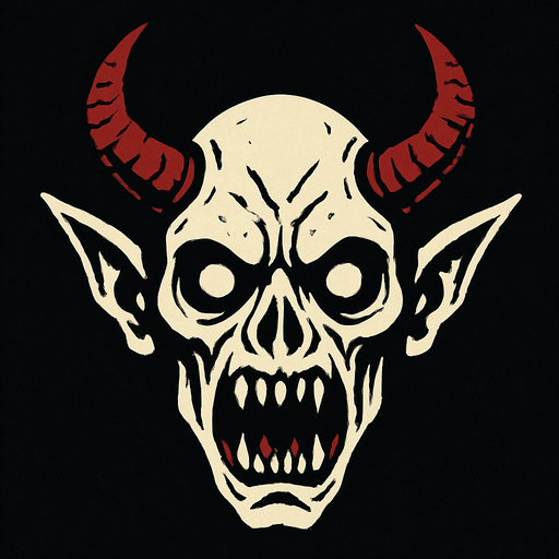 2d mysterious and scary demon character's head.
In-Game asset.  2d.  High contrast.  No shadows