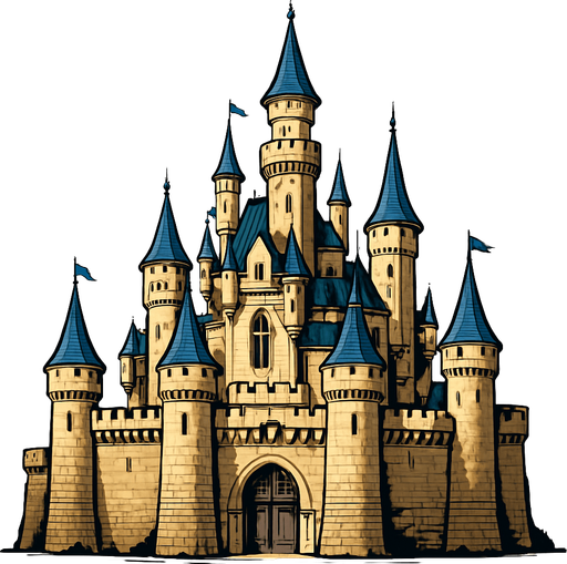 realistic majestic castle.
In-Game asset.  2d.  High contrast.  No shadows