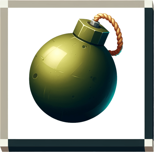 2d bomb photo realistic.
Single Game Texture. In-Game asset. 2d. Blank background. High contrast. No shadows.
