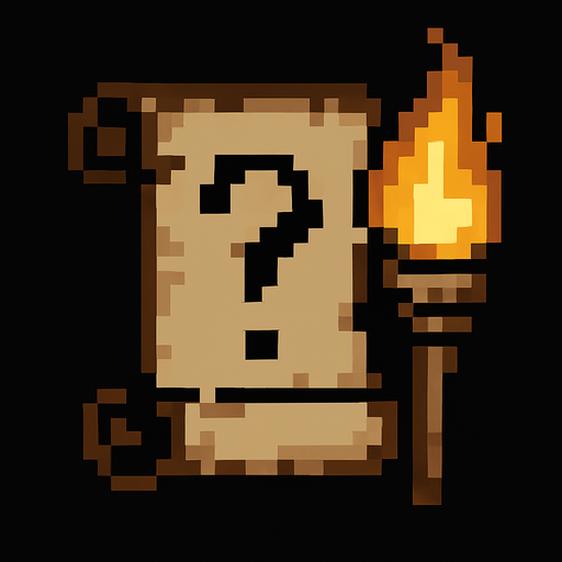 İpuçları icon Dark souls style 2d pixel art.
In-Game asset.  2d.  High contrast.  No shadows