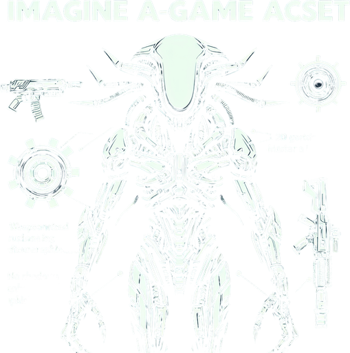 a weaponazized alien.
Single Game Texture.  In-Game asset.  2d.  Blank background.  High contrast.  No shadows