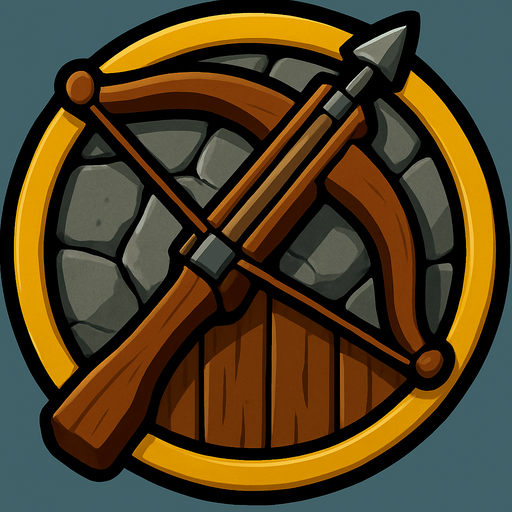 Rock and wood circle, decorated with a ring of gold. The turret is a huge heavy crosbow