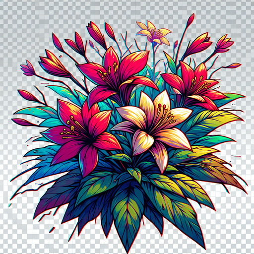Create a flower.
Single Game Texture.  In-Game asset.  2d.  Blank background.  High contrast.  No shadows
