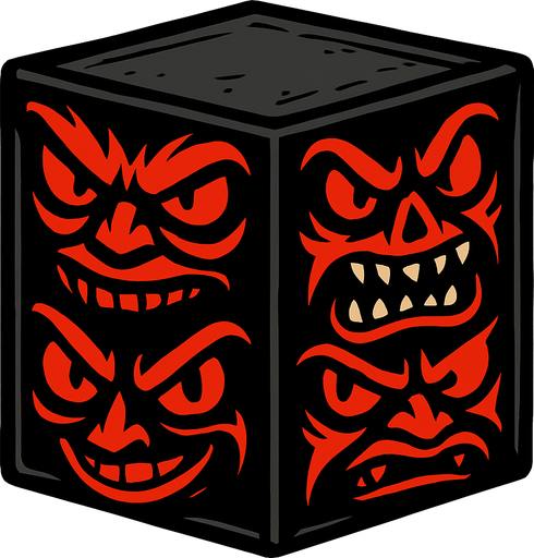 evil cube faces.
In-Game asset.  2d.  High contrast.  No shadows