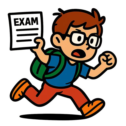 "student running", "exam", "school kid run".
In-Game asset.  2d.  High contrast.  No shadows
