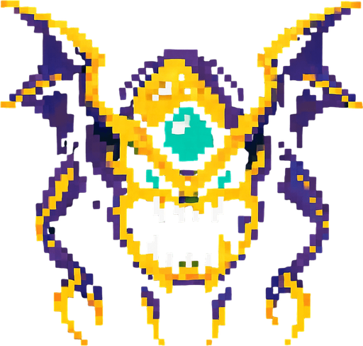 Flying Space enemy.
In-Game asset.  2d.  High contrast.  No shadows. Pixelart style.