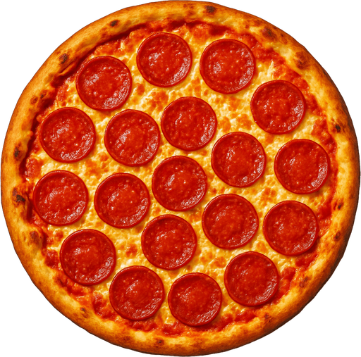 a realistic pizza.
In-Game asset.  2d.  High contrast.  No shadows